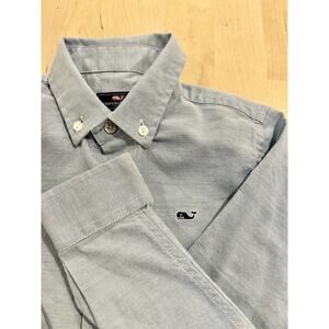 Boy’s Vineyard Vines Solid Oxford Whale Shirt Size 5T Bayside Blue Worn Once